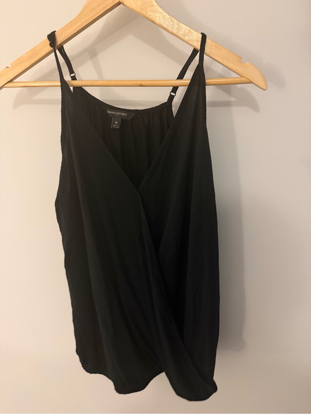 Banana Republic Black Wrap-Front Slip Spaghetti Strap Shirt